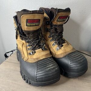 Vtg Rocky Men's 8 Leather 600g Thinsulate Winter Snow Boots Tan Black 7915
